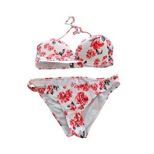 2 Chillies Australia Womens Sz 8 Bikini Swimsuit Set White Pink Floral